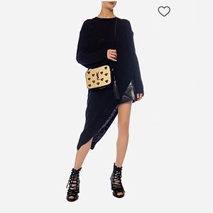 Nanushka Long Sleeve Loose Knit Cotton Blend Asymmetrical Ham Long Sweater